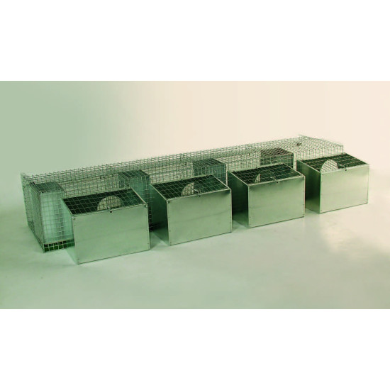 Gabbia a 4 box per fattrici con nidi esterni, fondo in plastica